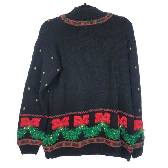 Vintage 1994 Christmas Wreath Ugly Sweater with Real Ornaments Size Medium - Picture 8 of 15